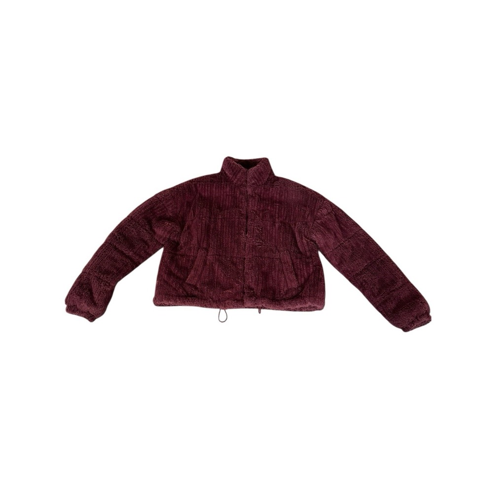 Cotton On Cord Padded Teddy Jacket Zip Up burgundy color SZ XS